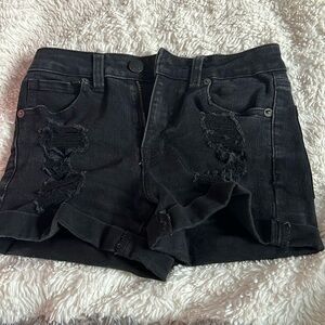 black jean shorts